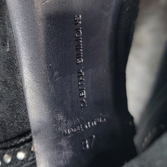 Tabitha Simmons Leather Upper Suede Ankle Lace Up Studded Accent Boots Size 37 - Picture 10 of 11